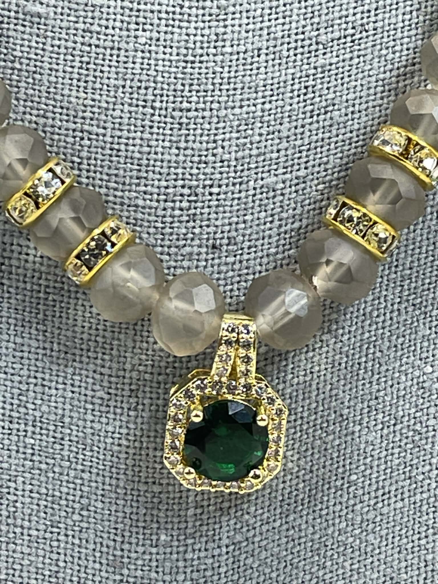 Frosted Emerald Holiday Necklace