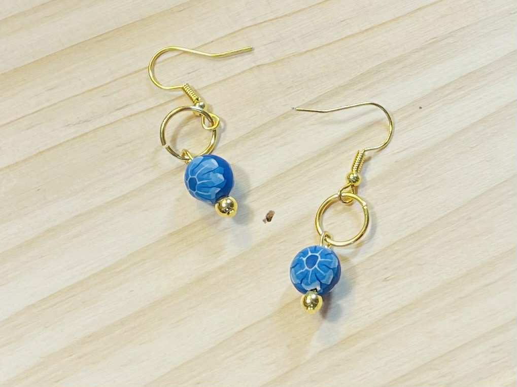 Aqua Blue Clay Bead Earrings