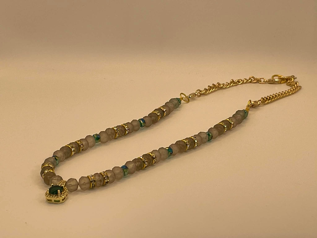Frosted Emerald Holiday Necklace