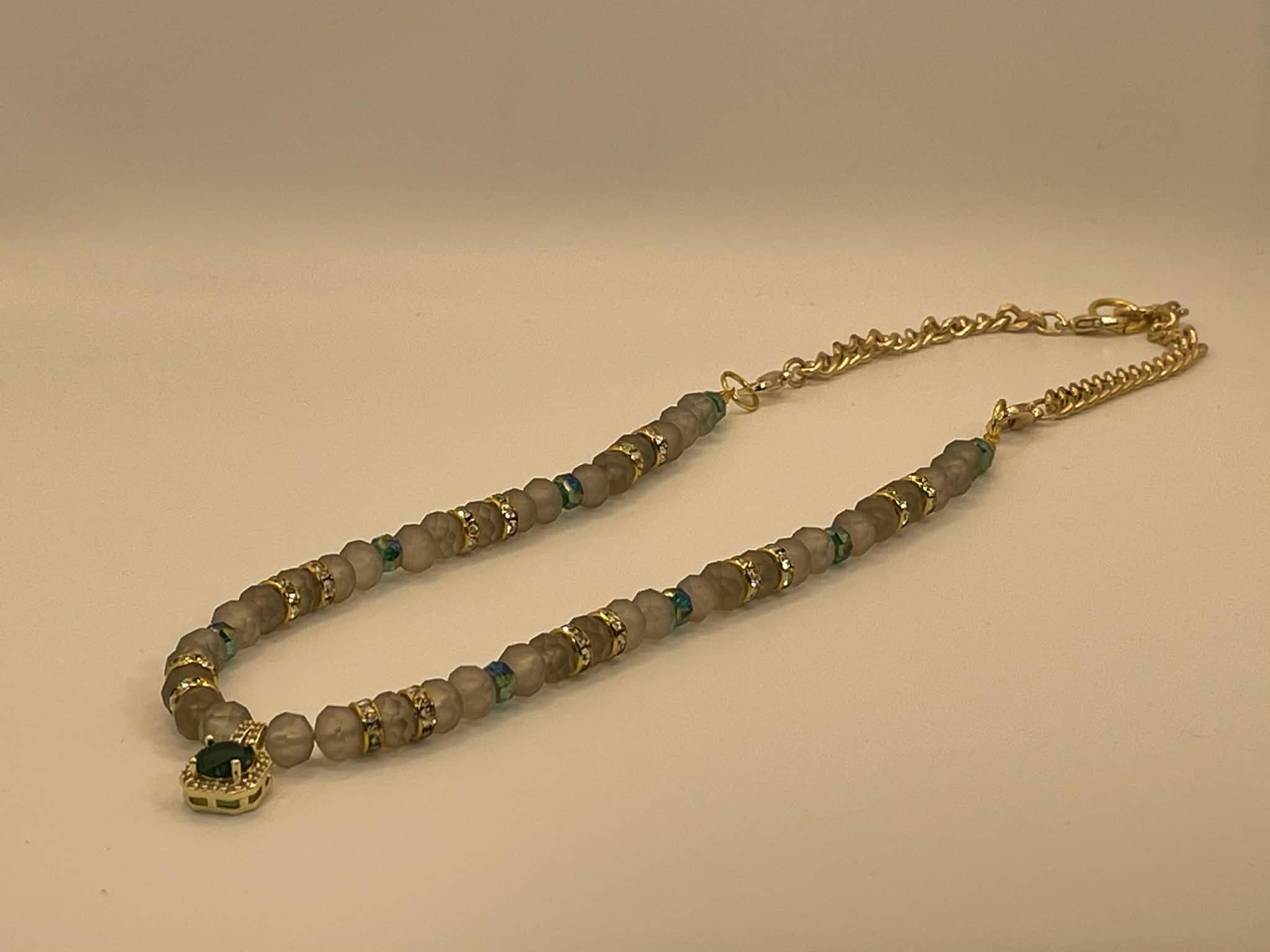 Frosted Emerald Holiday Necklace