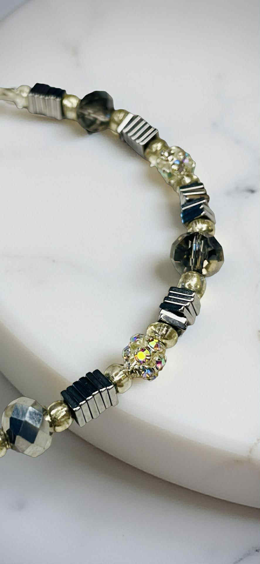 Crystal Jewelry Set – Handmade Earrings, Necklace & Bracelet with Hematite