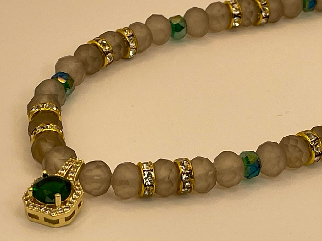 Frosted Emerald Holiday Necklace