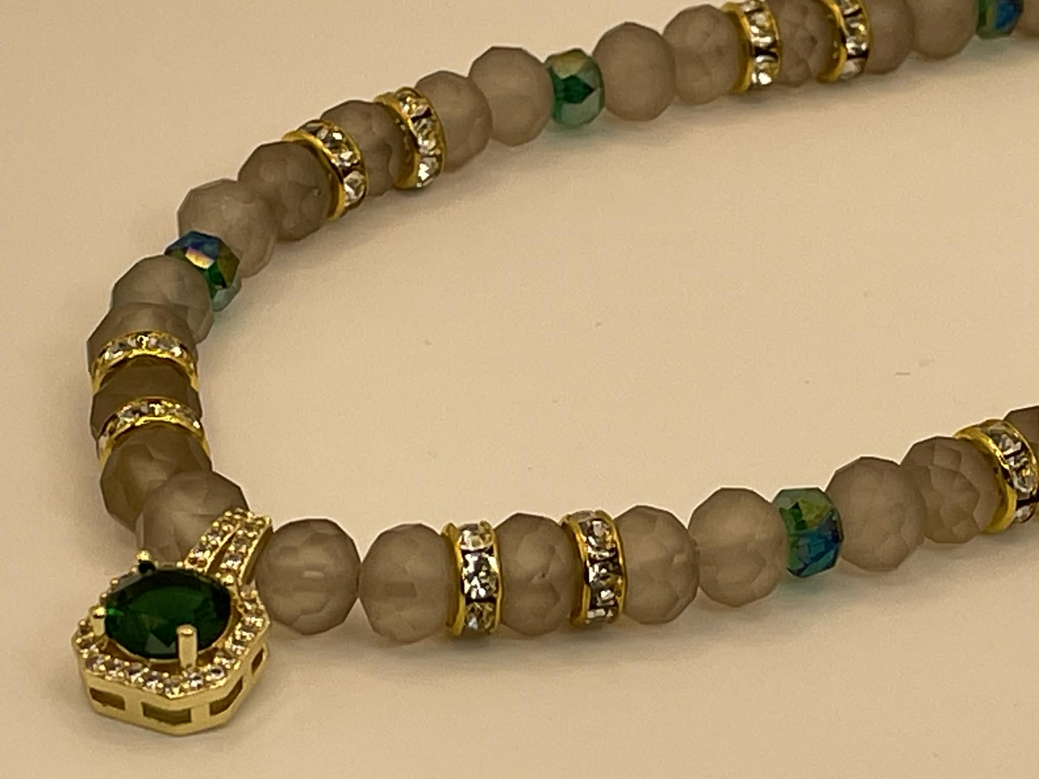 Frosted Emerald Holiday Necklace