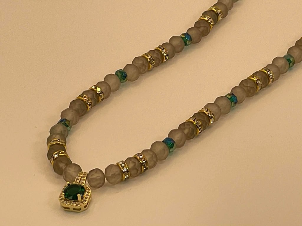 Frosted Emerald Holiday Necklace