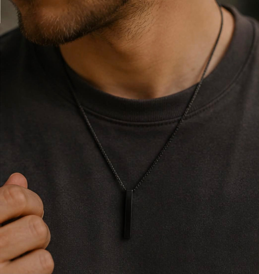 Personalized Bar Necklace for Men & Women | Custom Engraved Stainless Steel Pendant & Chain| Graduation Gift |