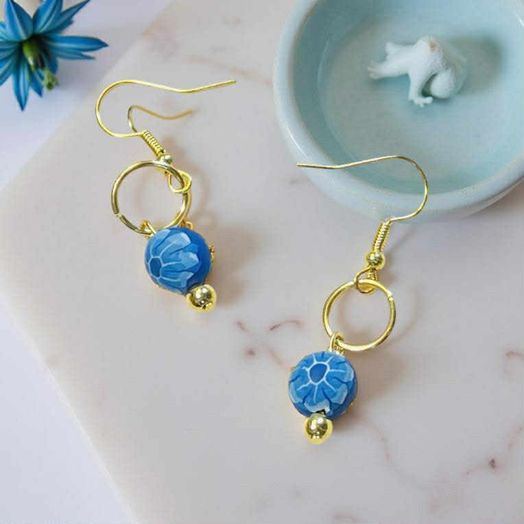 Aqua Blue Clay Bead Earrings