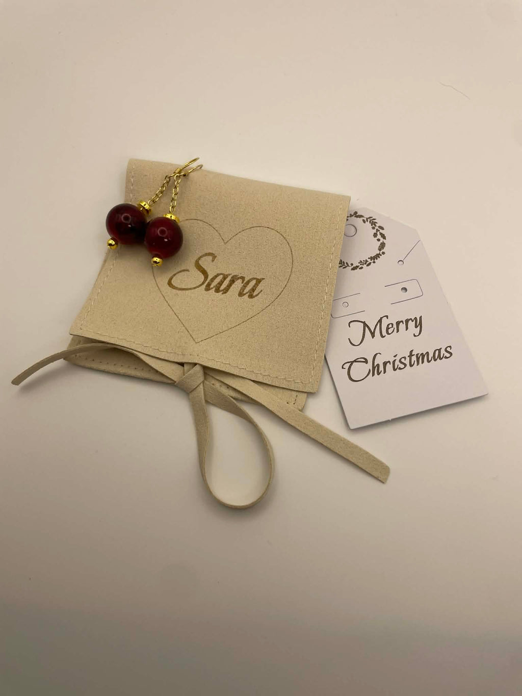 Crimson Gold Drop Earrings