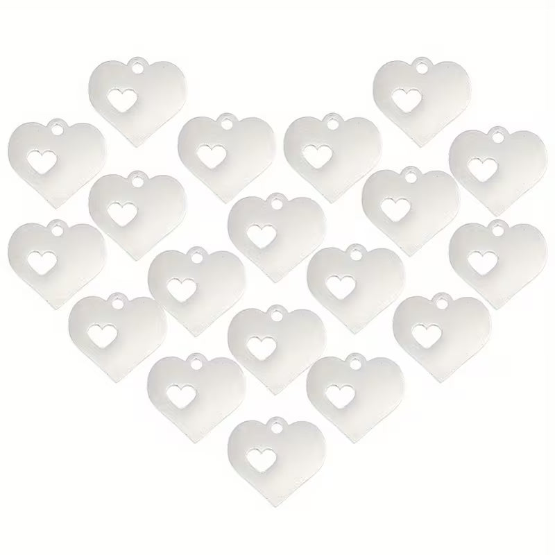 Stainless Steel - Engravable Heart Pendant  with Stainless Steel Chain