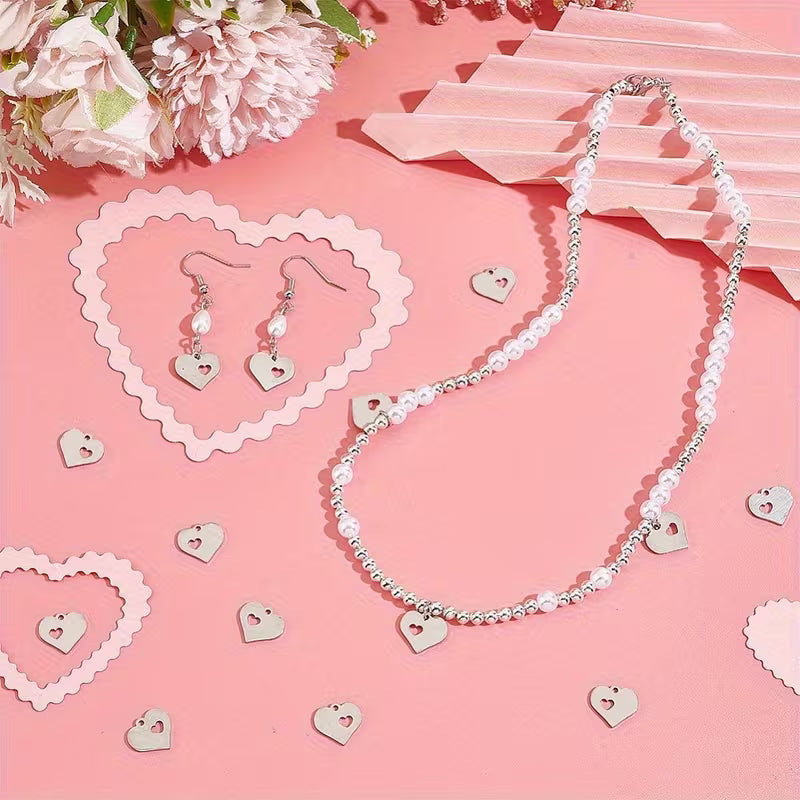 Stainless Steel - Engravable Heart Pendant  with Stainless Steel Chain