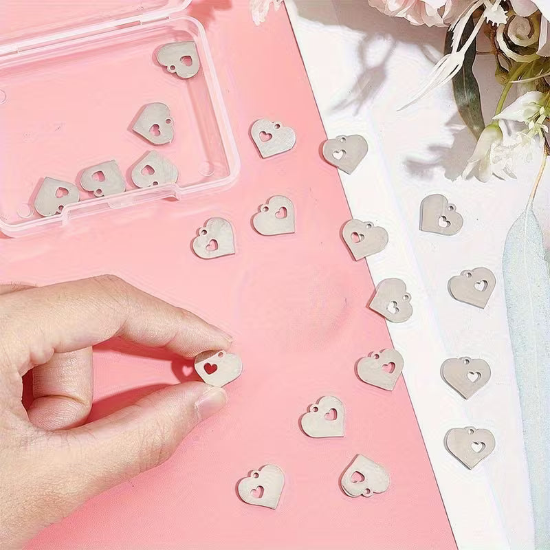 Stainless Steel - Engravable Heart Pendant  with Stainless Steel Chain