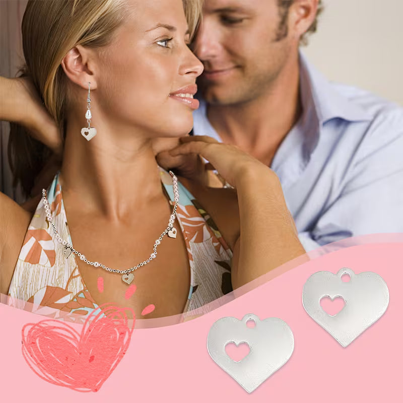 Stainless Steel - Engravable Heart Pendant  with Stainless Steel Chain