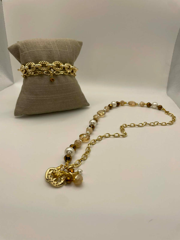 Mocha Royale Necklace with Bracelets