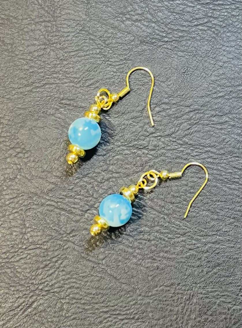 Aqua Blue Clay Bead Earrings
