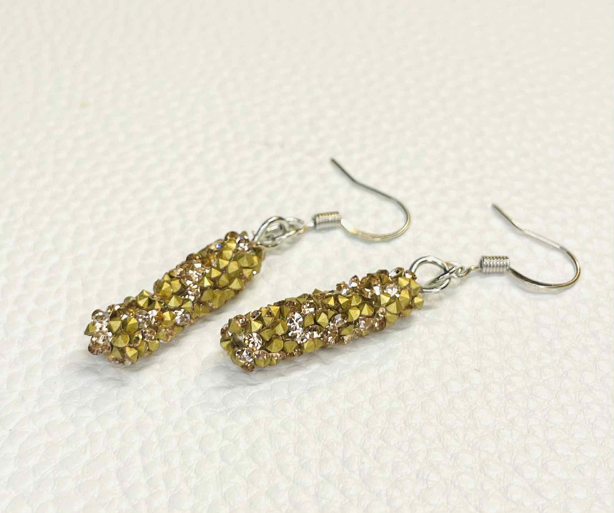 Midnight Glitter Drop Earrings — Dainty Rhinestone Tube Earrings — Lightweight Statement Jewelry