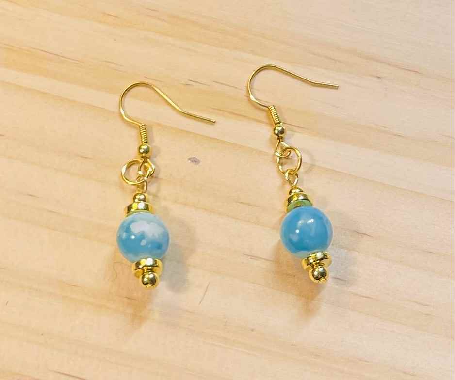 Aqua Blue Clay Bead Earrings