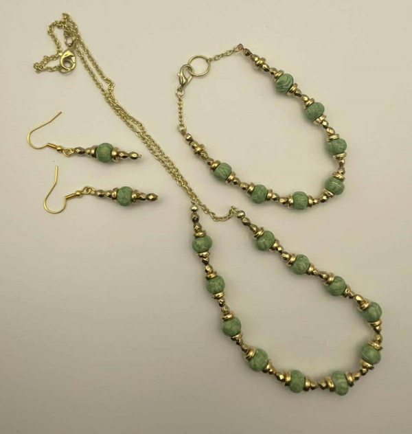 3 Piece Sage And Gold Set