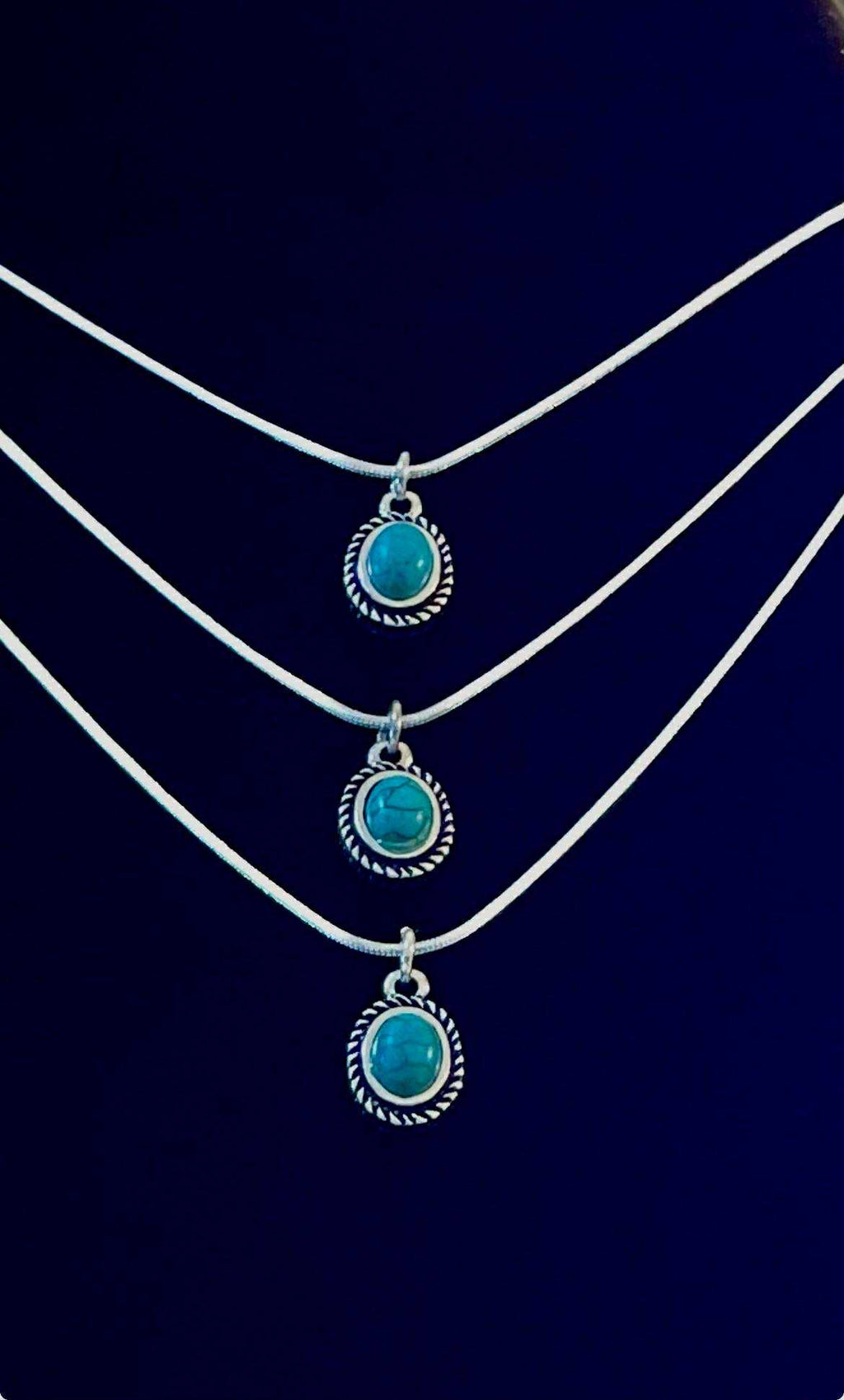 Turquoise Whisper Set (Sterling Silver Necklace & Earrings)