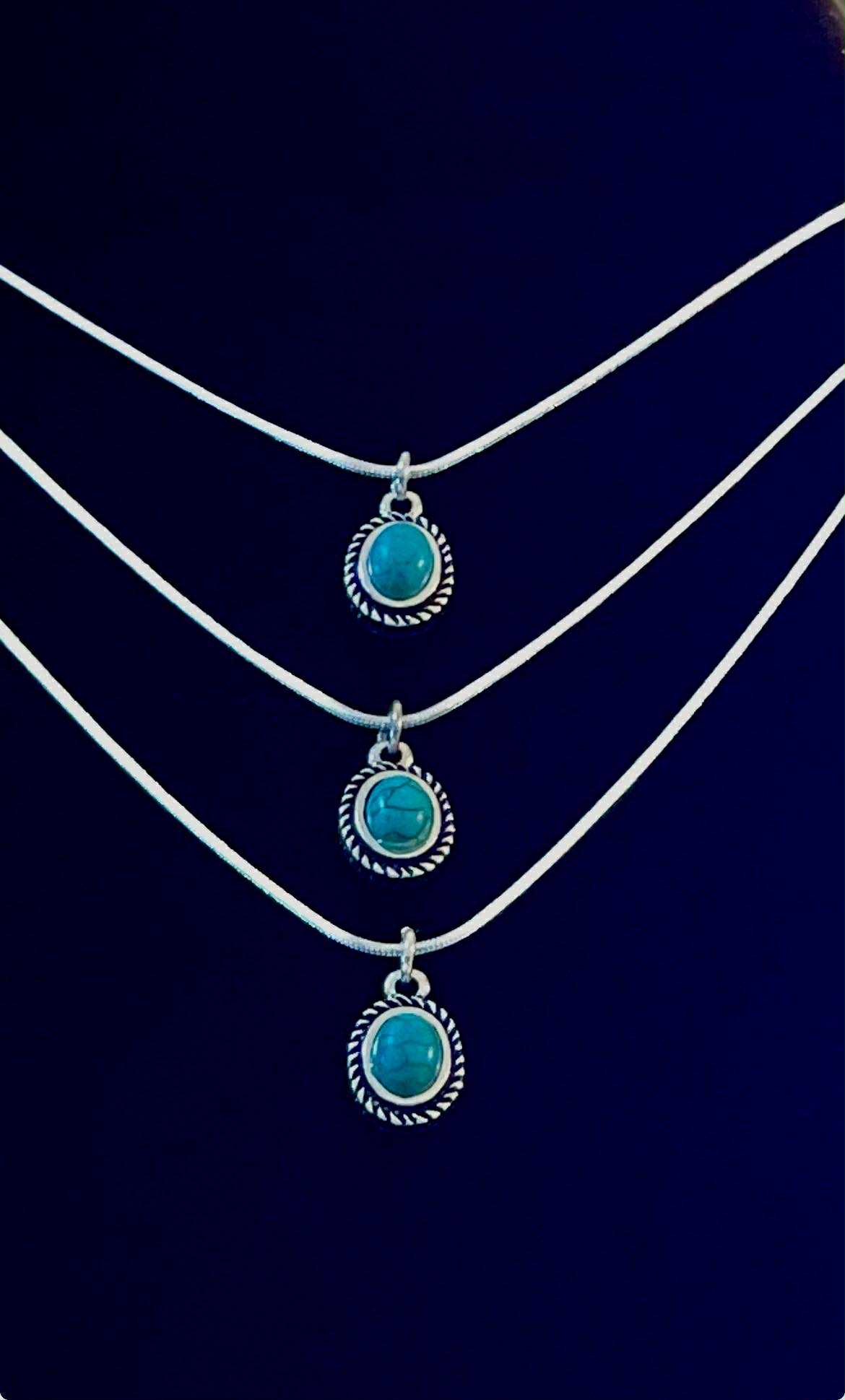 Turquoise Whisper Set (Sterling Silver Necklace & Earrings)