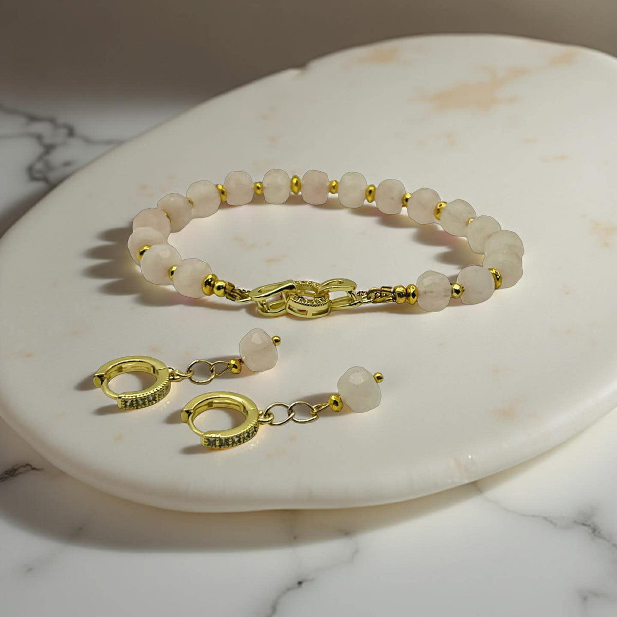 Faceted Rose Quartz Jewelry Set