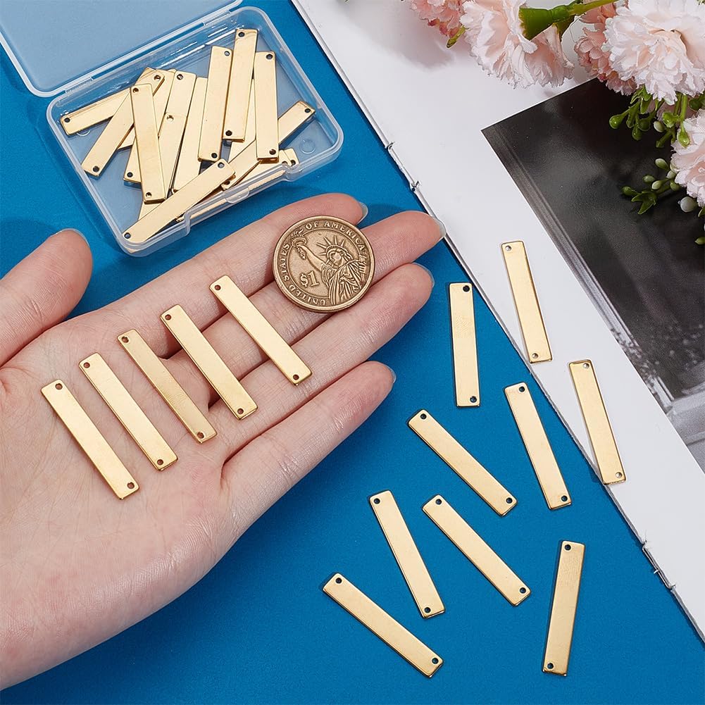 Stainless Steel Rectangle Connector Charms, 35mm