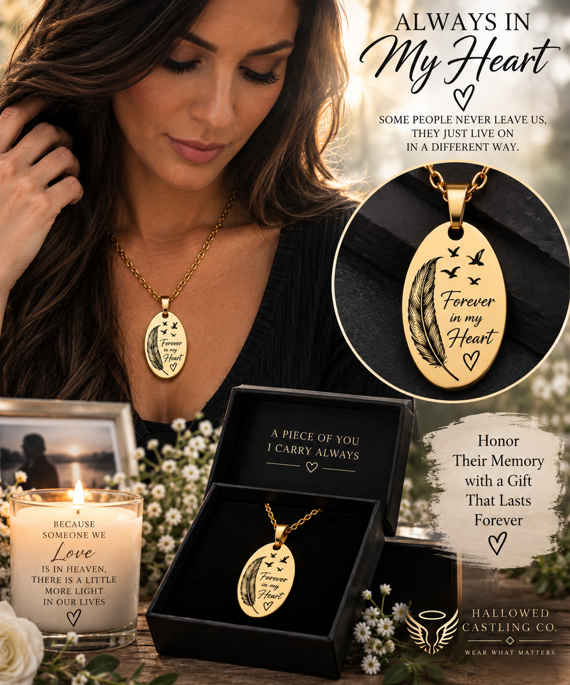Custom Engraved Oval Pendant Necklace | Personalized Gold Plated Stainless Steel Jewelry