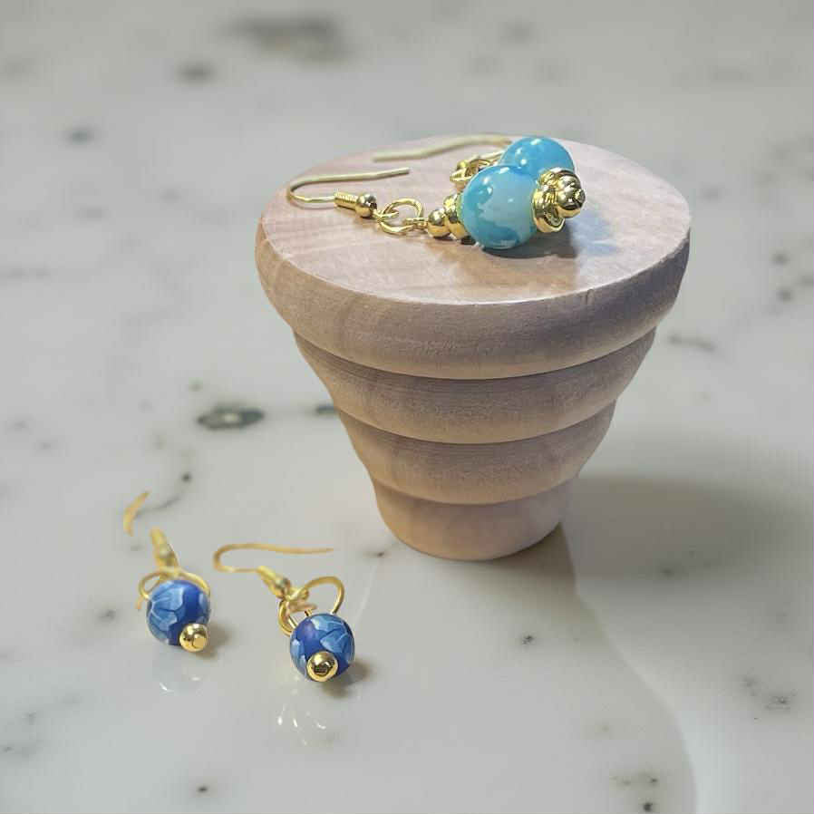 Aqua Blue Clay Bead Earrings