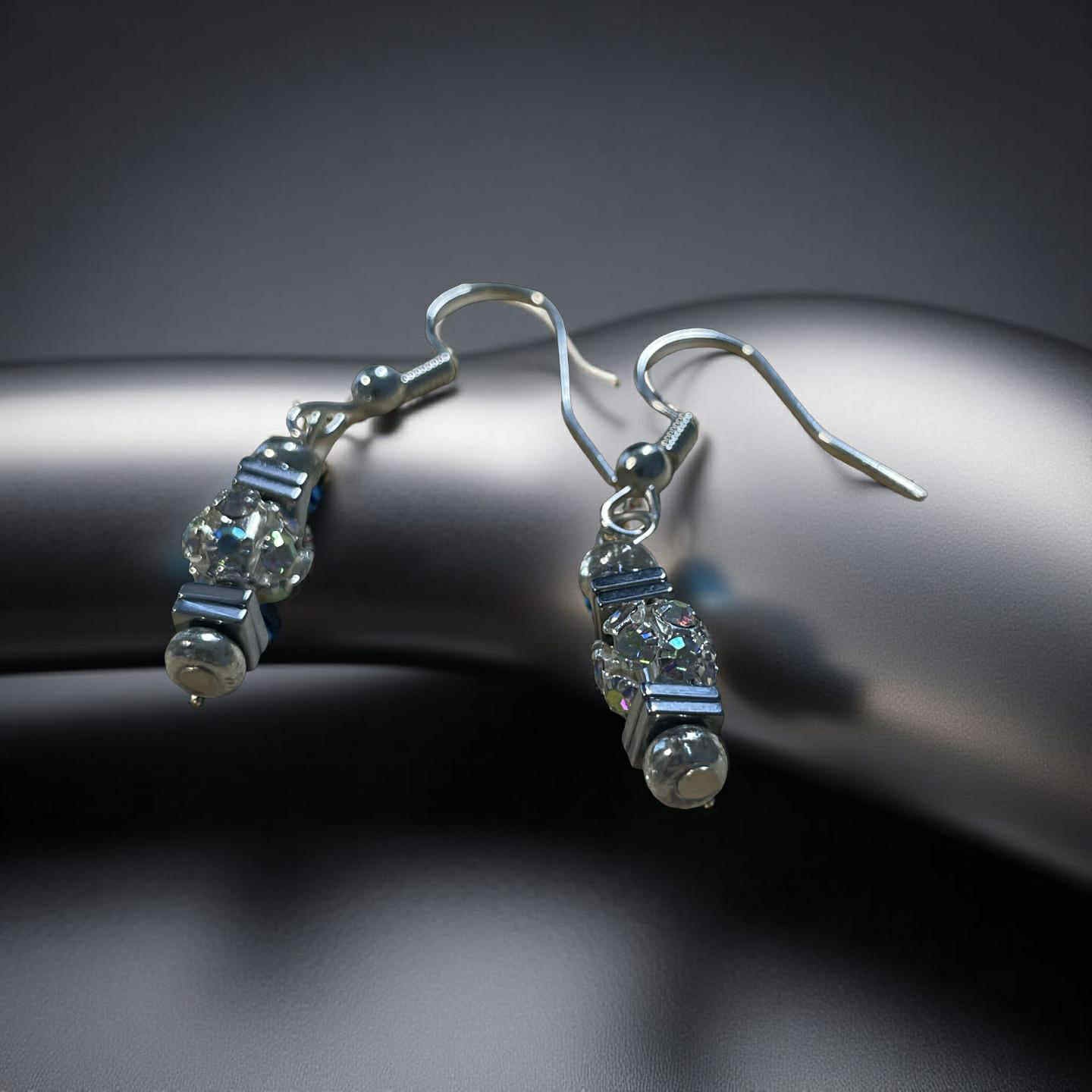 Crystal Jewelry Set – Handmade Earrings, Necklace & Bracelet with Hematite