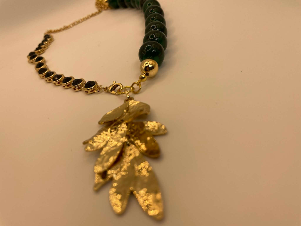 Emerald Leaves Holiday Necklace