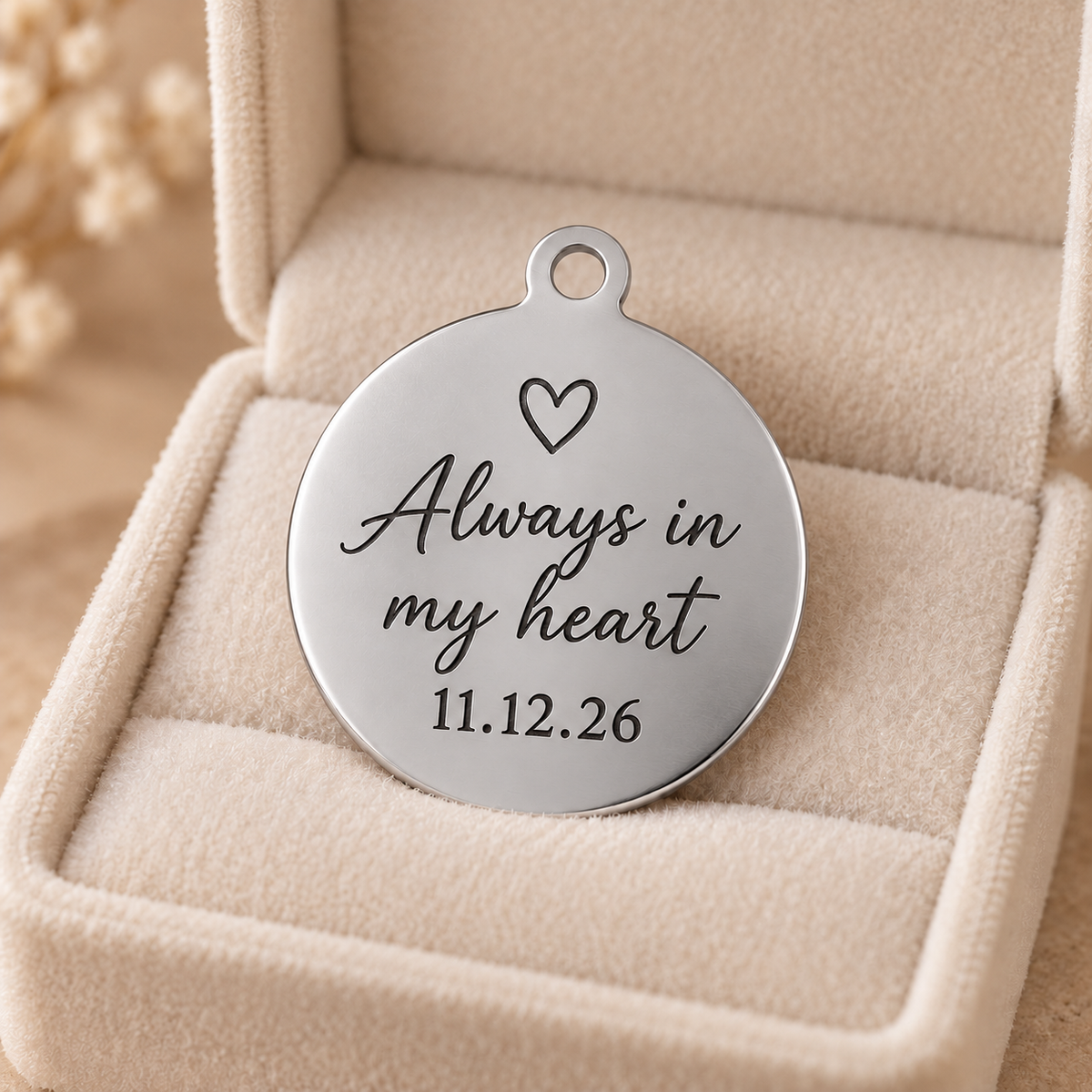 Personalized Round Pendant – Custom Laser-Engraved 201 Stainless Steel Keepsake