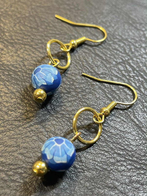 Aqua Blue Clay Bead Earrings