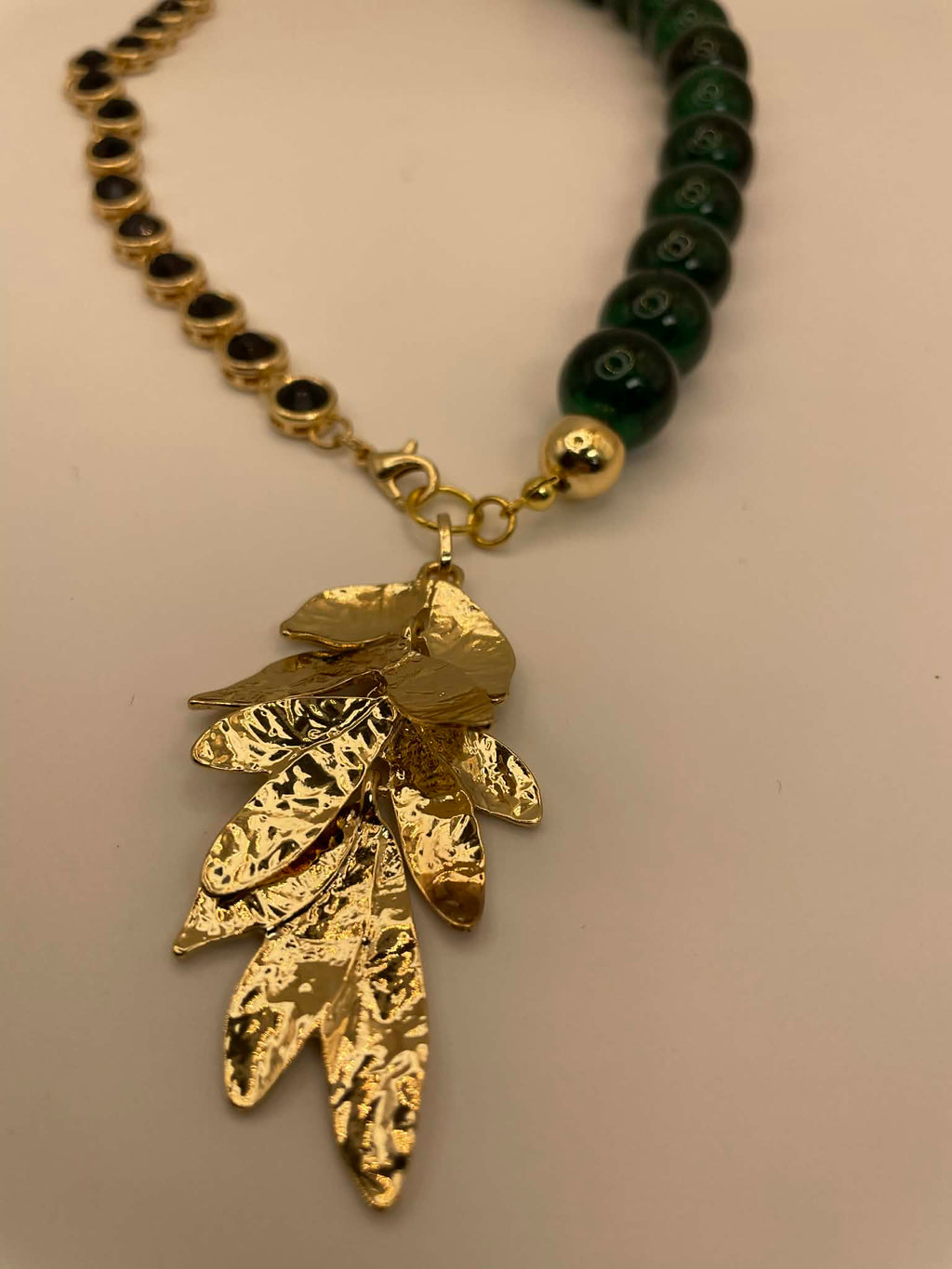 Emerald Leaves Holiday Necklace