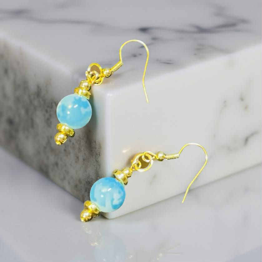 Aqua Blue Clay Bead Earrings