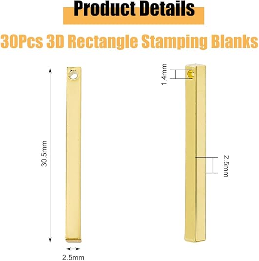 Personalized Golden Brass Vertical Bar Pendant | Custom Laser Engraved Name Tag Charm