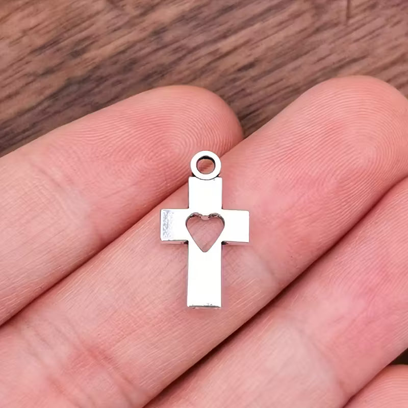 Hollow Heart Cross Pendant with Chain