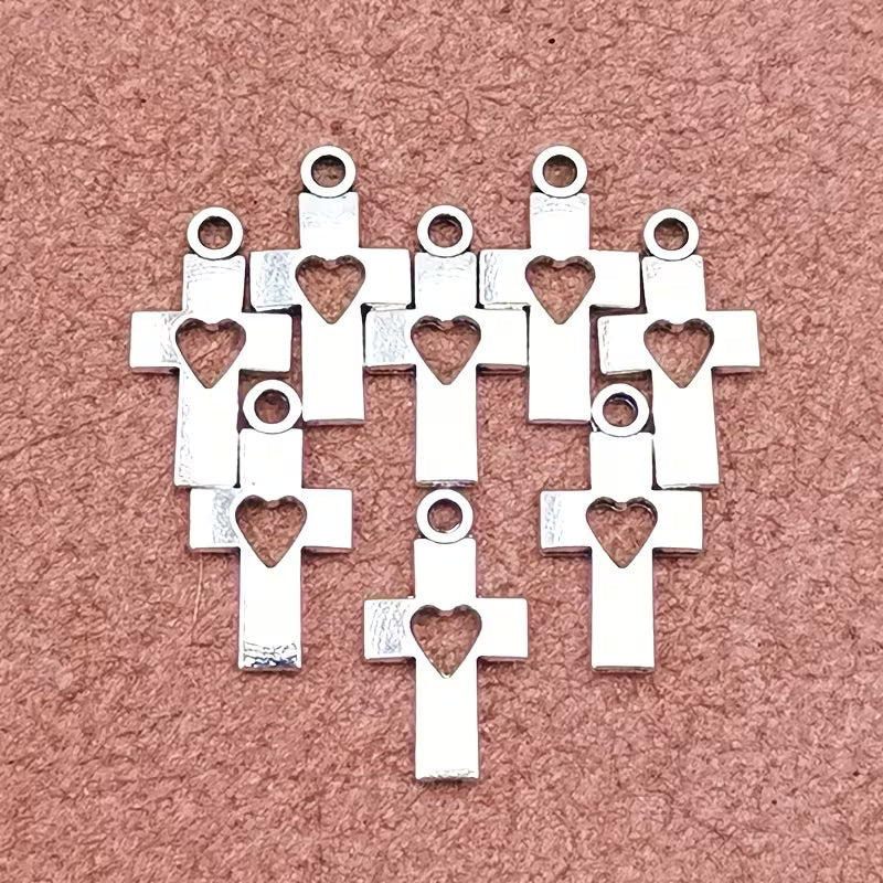 Hollow Heart Cross Pendant with Chain