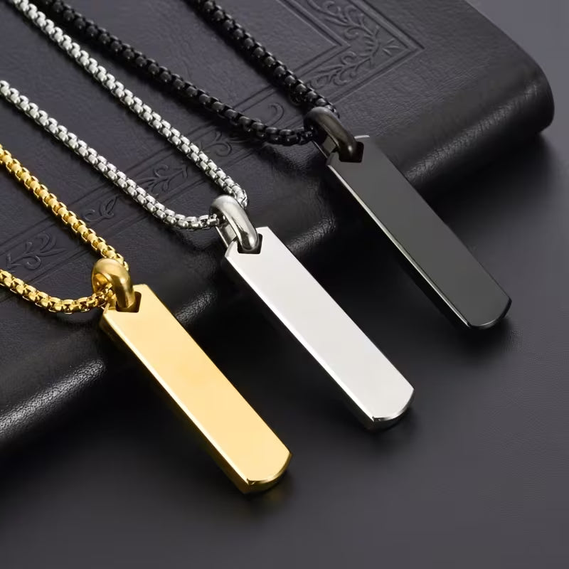 Men's Engravable Bar Necklace