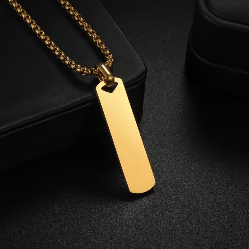 Men's Engravable Bar Necklace