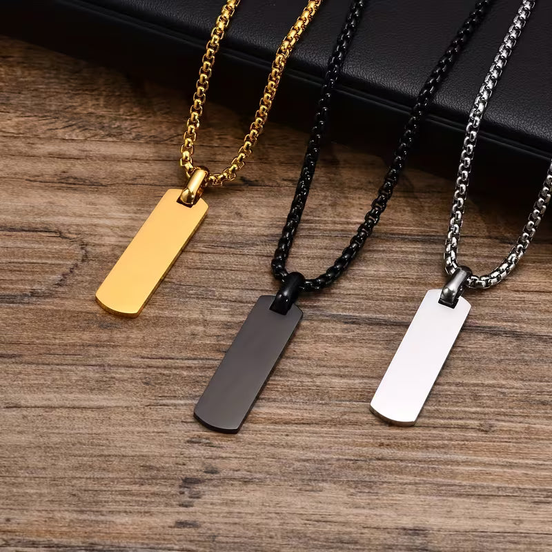 Men's Engravable Bar Necklace