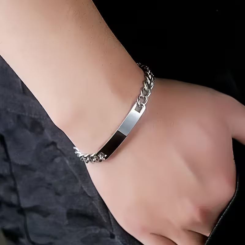 Engravable Men's Chain Bracelet