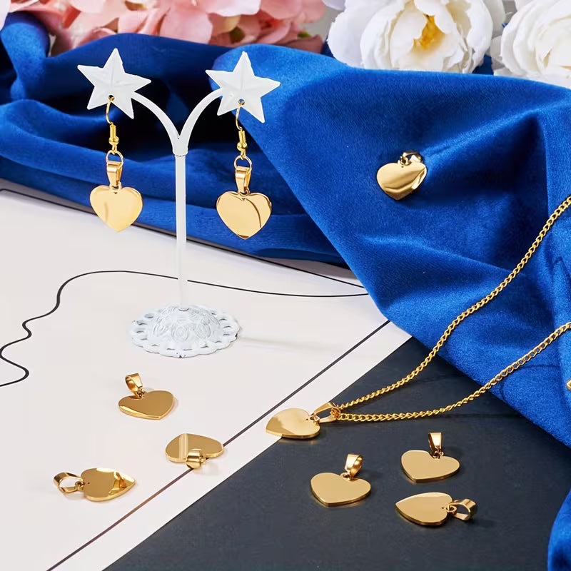 Golden Engravable Heart Pendant with Chain