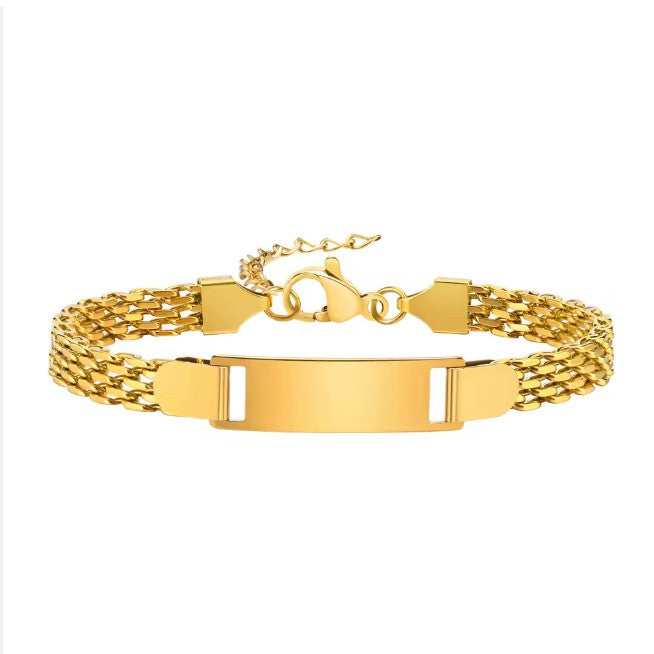 Custom Engraved Stainless Steel ID Bracelet | Personalized Name, Date & Message Bracelet for Men & Women
