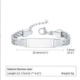 Custom Engraved Stainless Steel ID Bracelet | Personalized Name, Date & Message Bracelet for Men & Women