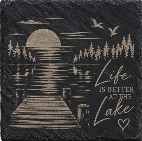 Custom Engraved Slate Coasters | Personalized Stone Coaster | Set of 4
