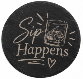 Custom Engraved Slate Coasters | Personalized Stone Coaster | Set of 4