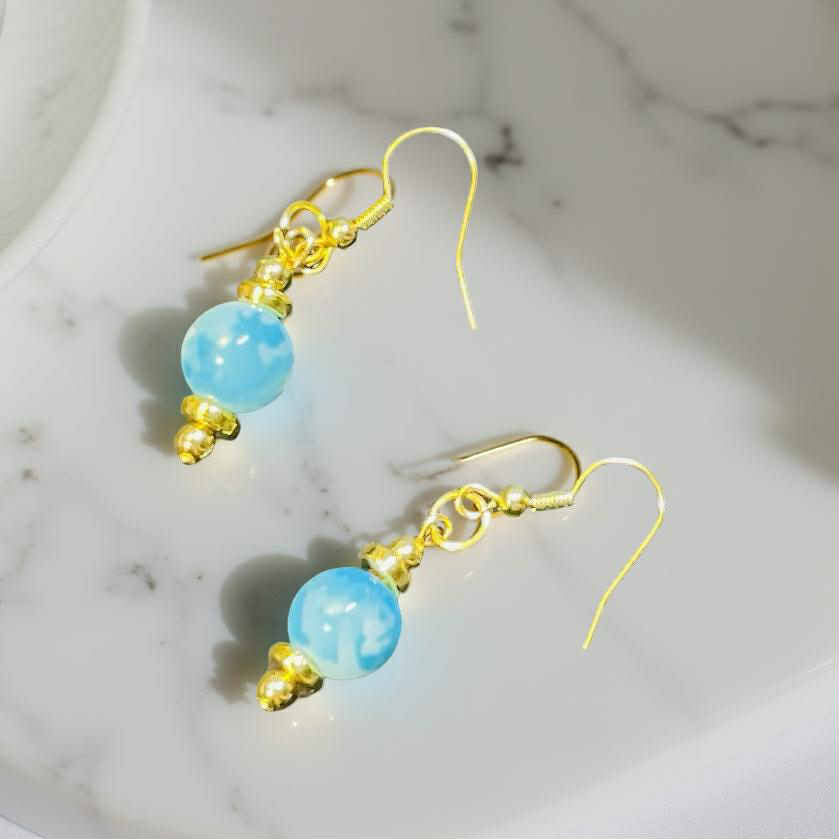 Aqua Blue Clay Bead Earrings