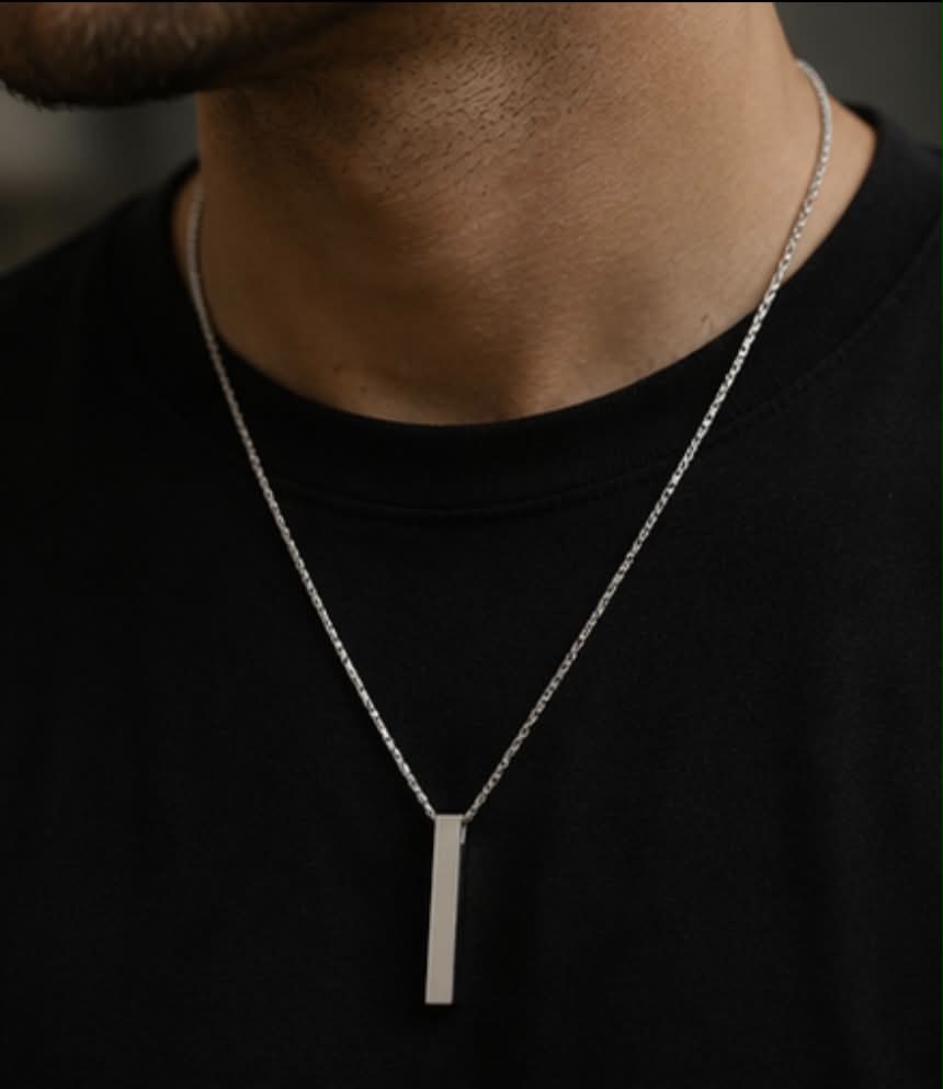 Personalized Bar Necklace for Men & Women | Custom Engraved Stainless Steel Pendant & Chain| Graduation Gift |
