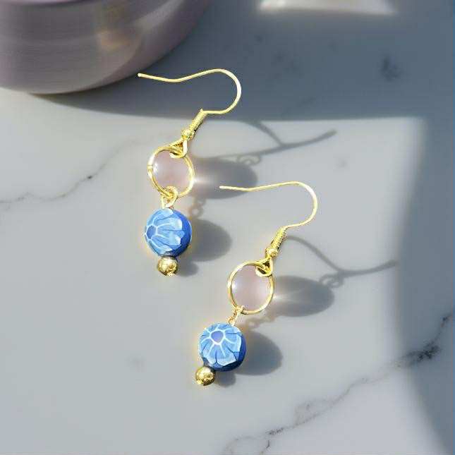 Aqua Blue Clay Bead Earrings