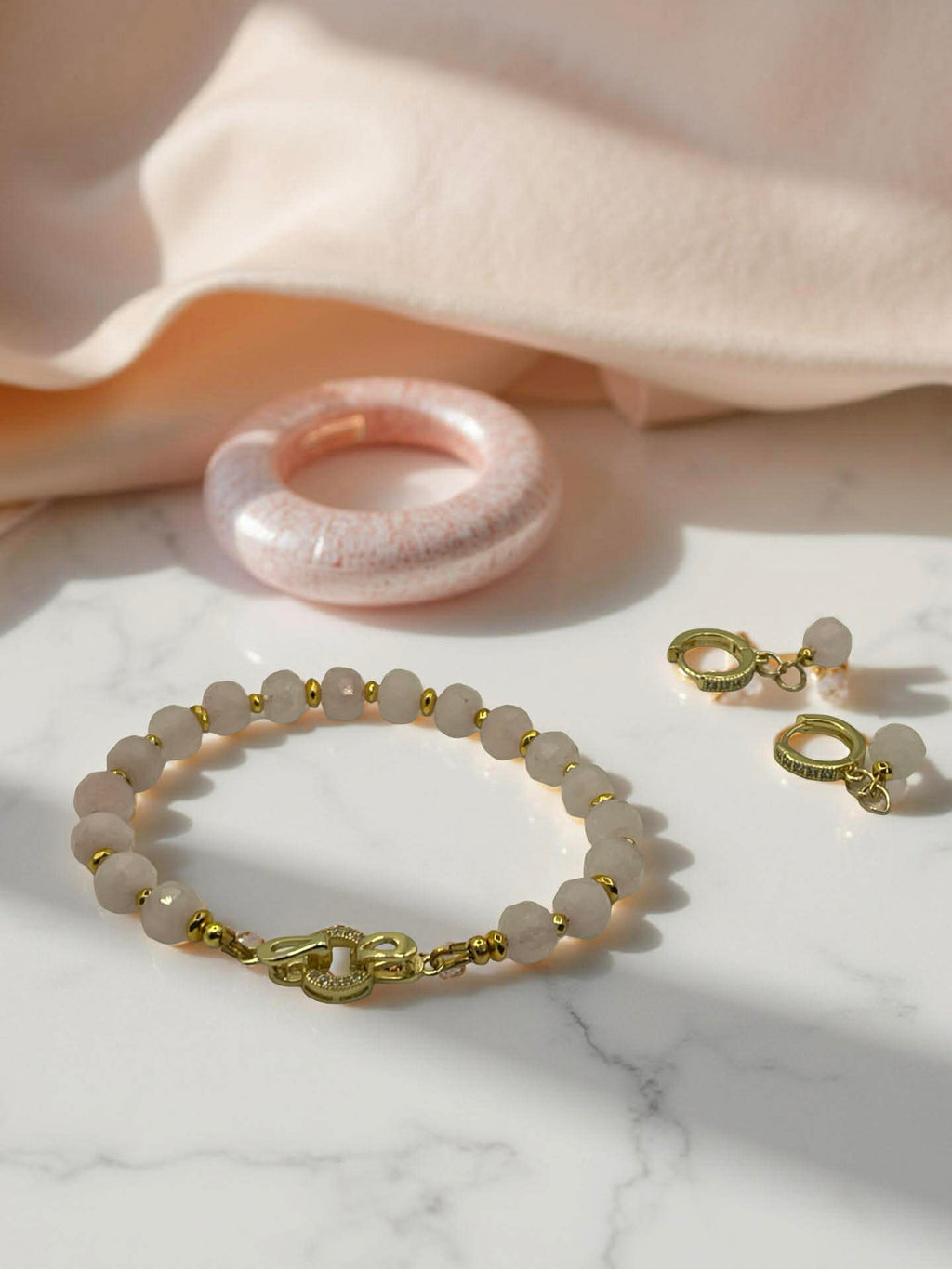 Faceted Rose Quartz Jewelry Set