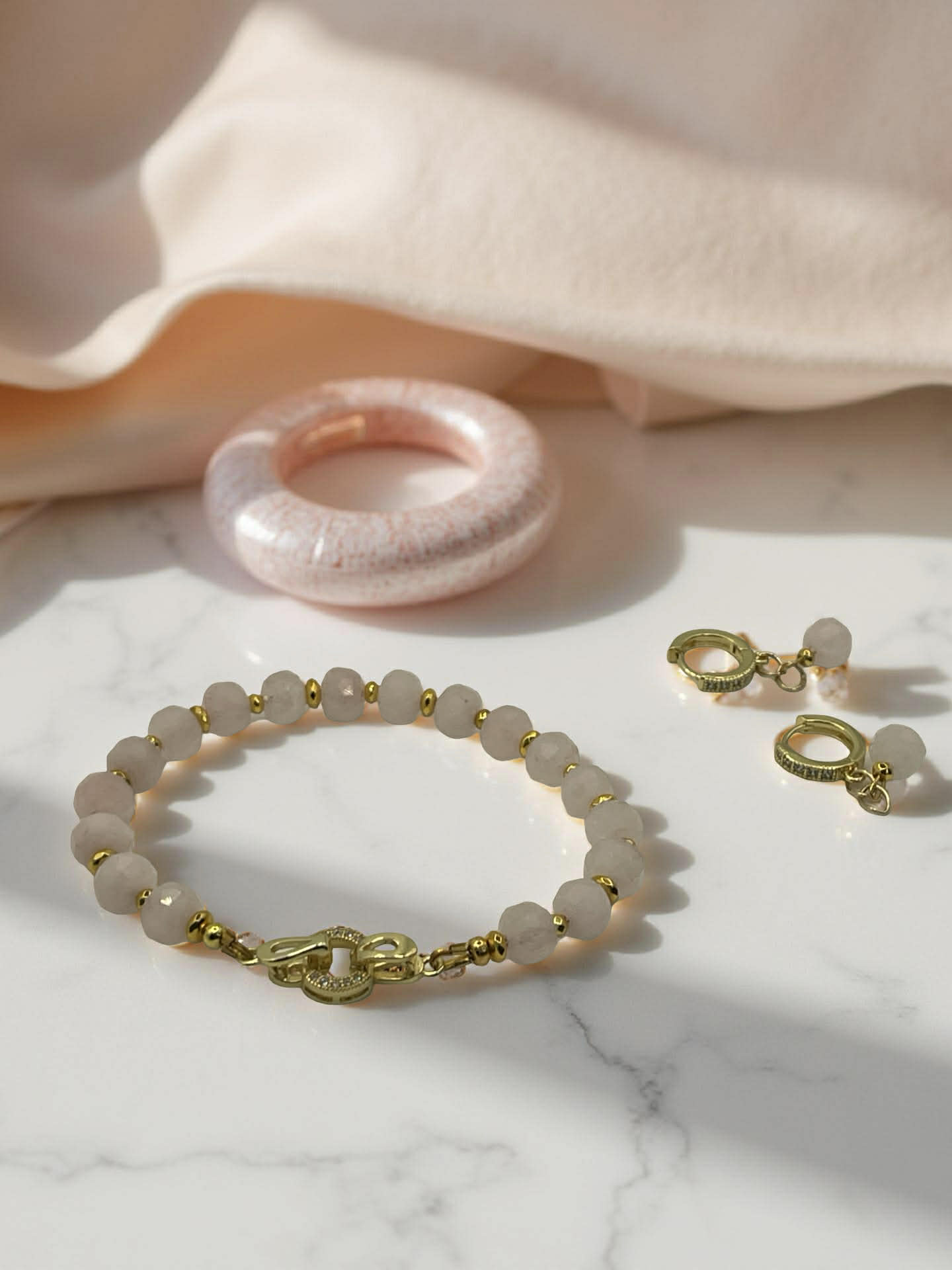 Faceted Rose Quartz Jewelry Set