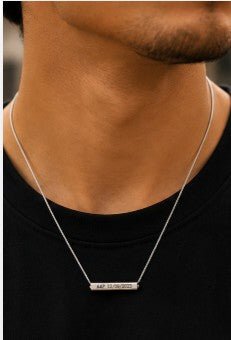 Personalized 3D Bar Necklace – Custom Engraved Stainless Steel Tube Pendant